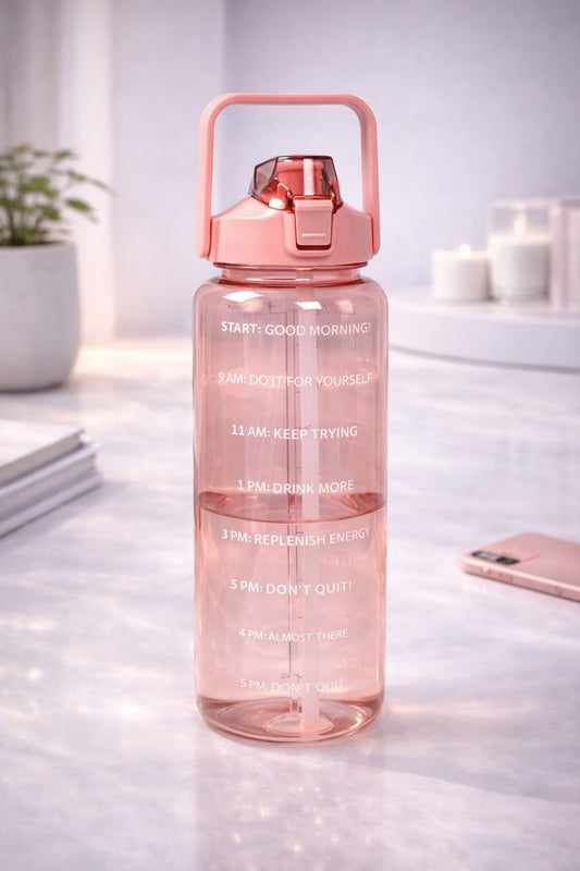 2L Motivational Water Bottle with Time Marker Transparent, Leak-Proof, and Break-Proof Office, School, College,Travel Bottle BPA-Free Sport Bottle Multicolor| Plastic